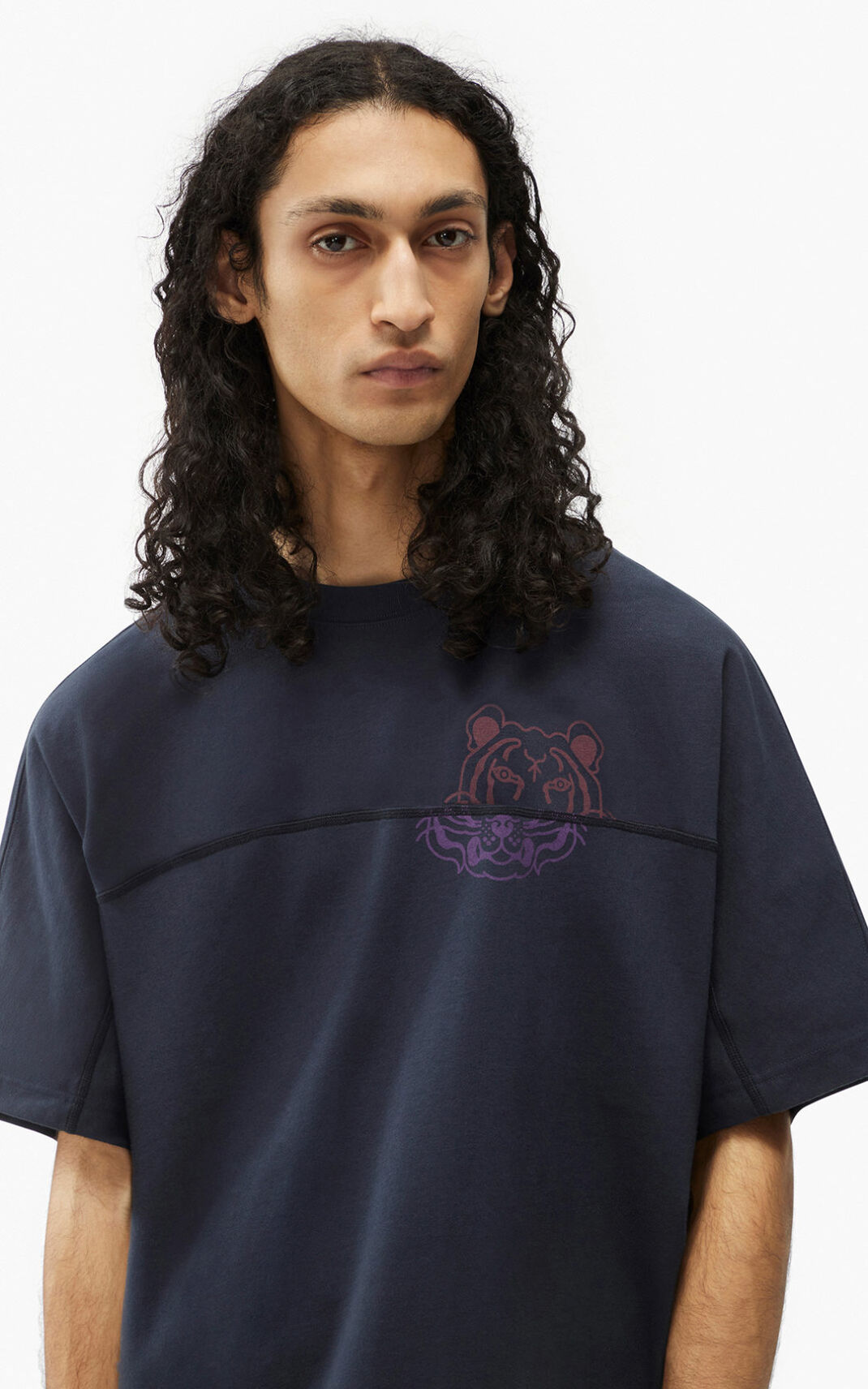 Camiseta Kenzo K Tiger oversized Masculino - Azuis Pretas | 762OZGMTH